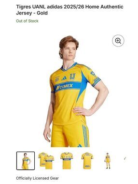 Tigres UANL adidas 2025/26 Home Authentic Jersey - Gold